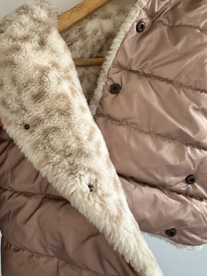 Manteau réversible rose champagne & léopard – imperméable, douillet & stylé - photo numéro 3