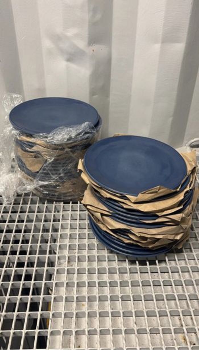 Lot Assiettes Plates Neuf Céramique Bleu Profond Style Moderne Vaisselle Table Neuf