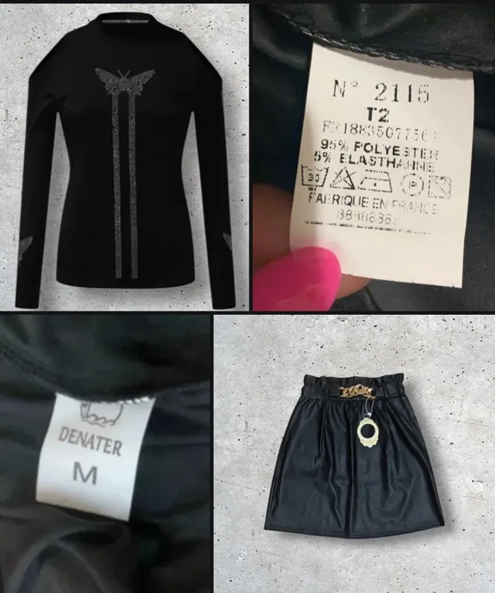 Ensemble 2 pièce jupe plus blouse avec deco de strass style Y2K 🍭🍭