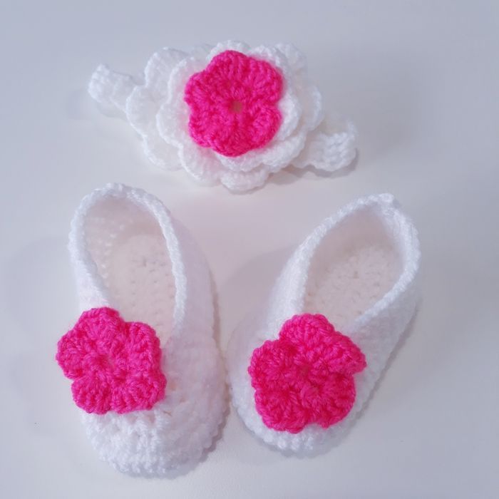 Vêtement bébé fille robe ballerines bandeau et gilet boléro crochet 3 mois - photo numéro 8