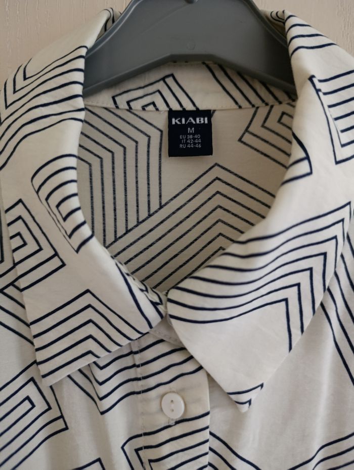 Chemise fluide blanc cassée et noi - photo numéro 2