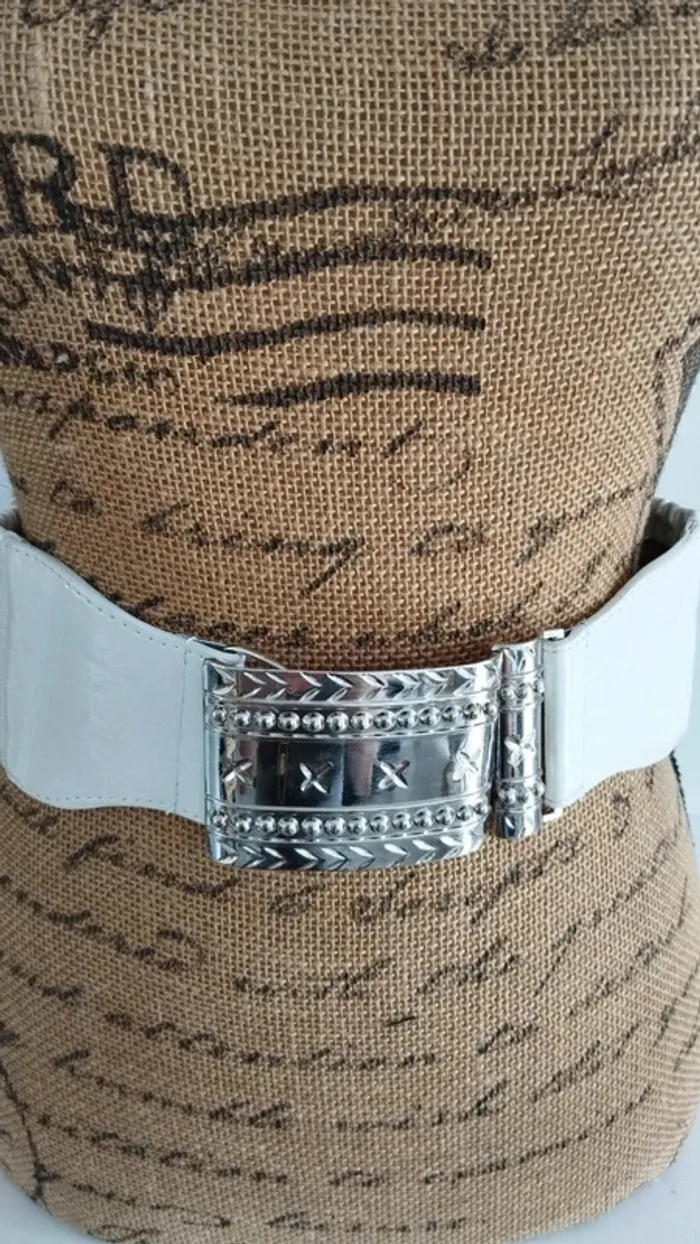 Ceinture blanche et argenté élastique 70/75 cm - photo numéro 7