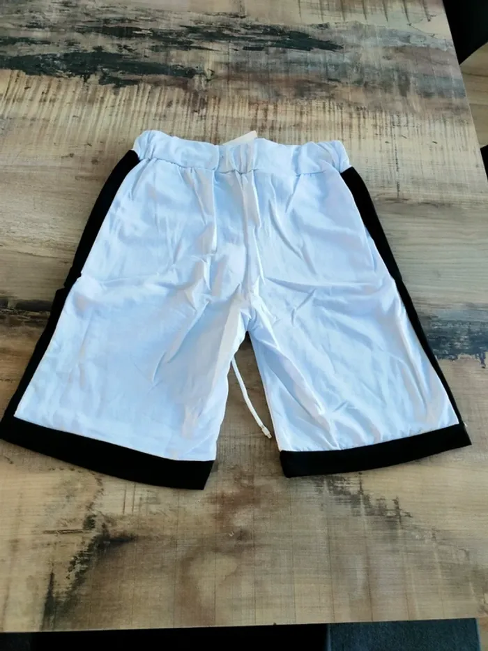 Short en coton blanc et noir uni homme S - photo numéro 2