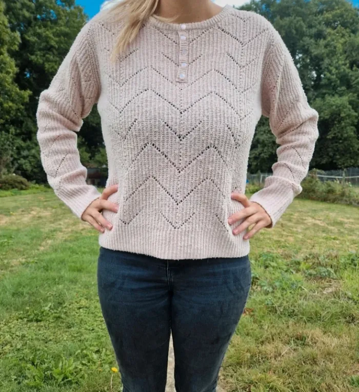 🎀 Superbe pull rose à motif chevrons - Taille 38 - Fashion Private Compagny 🎀 - photo numéro 2