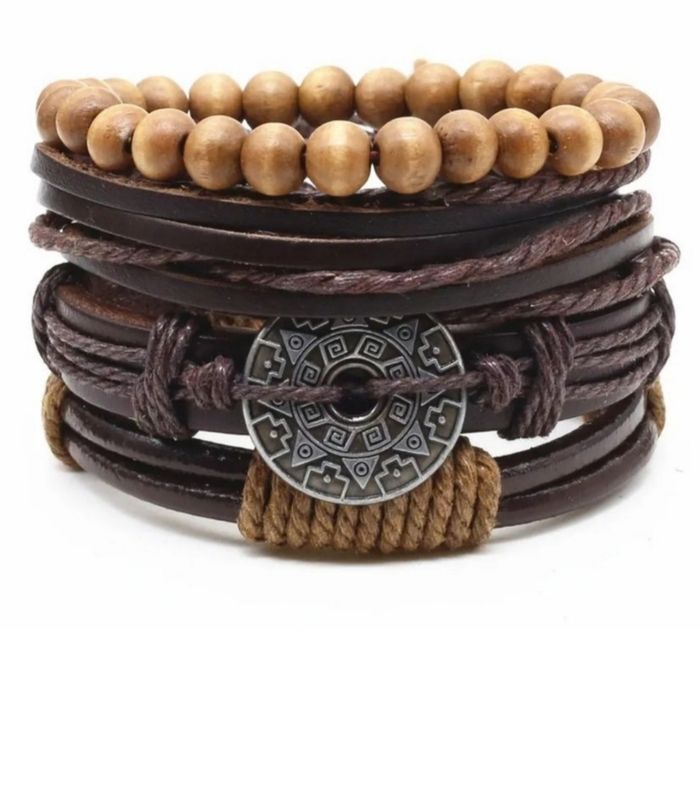 Bracelet marron cuir Tribal Homme Femme Neuf