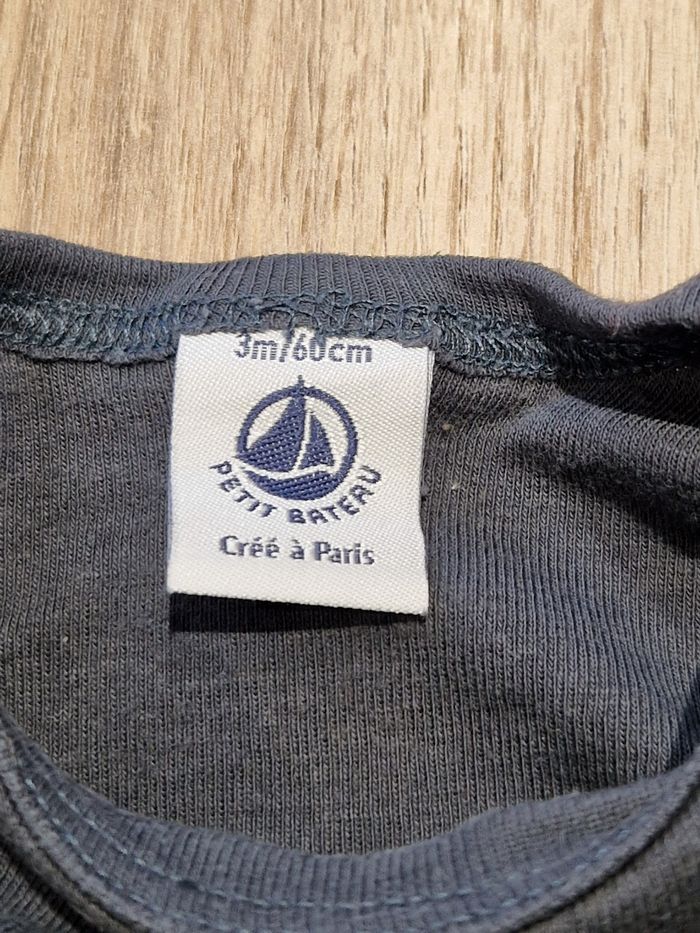 Bodys manche longue Petit Bateau 3 mois Gris anthracite brodé - photo numéro 3