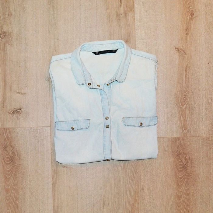 Zara Trafaluc Veste Jeans Slim Fit Bleu Clair Femme Urban Y2K Vintage Collection Exclusif (Taille S)