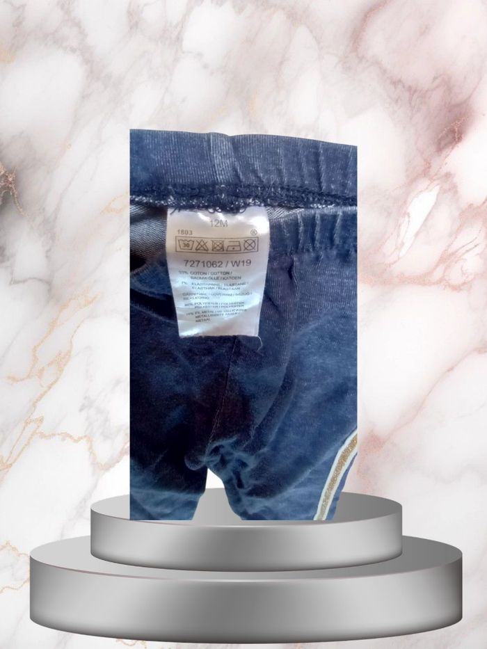 Legging Denim Bébé fille taille 12 mois Lignes Dorées pour Bébé Stylé🥇 - photo numéro 3