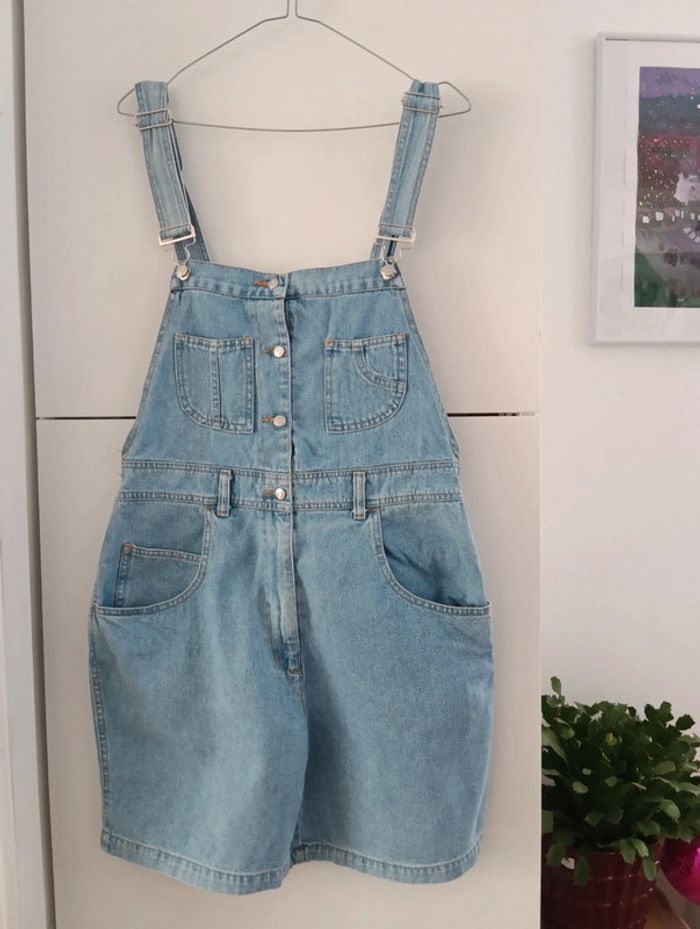 Salopette vintage courte en jean clair