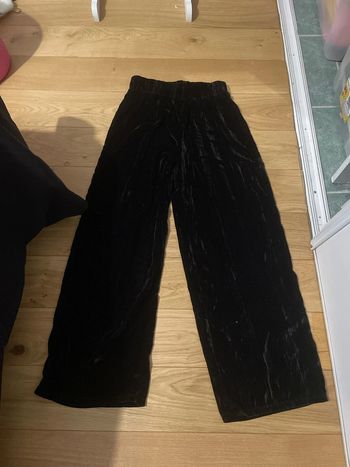 Pantalon évasé effet velours brillant