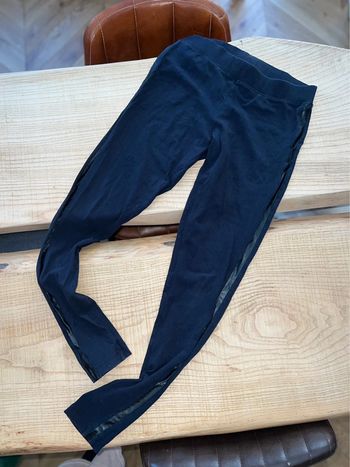 Legging épais femme bleu marine bi matière taille S M 36 38