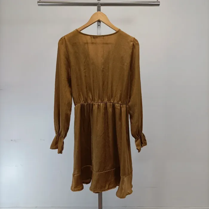 Robe cache-cœur Jubilee Ocre Dorée, Manches longues - S/M - Viscose - photo numéro 4
