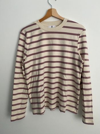 Marinière rose/violet manches longues en coton