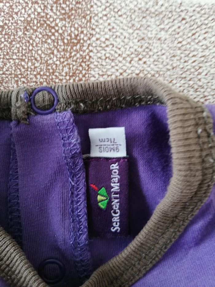 Tee shirt violet manches longues 9 mois sergent major - photo numéro 2