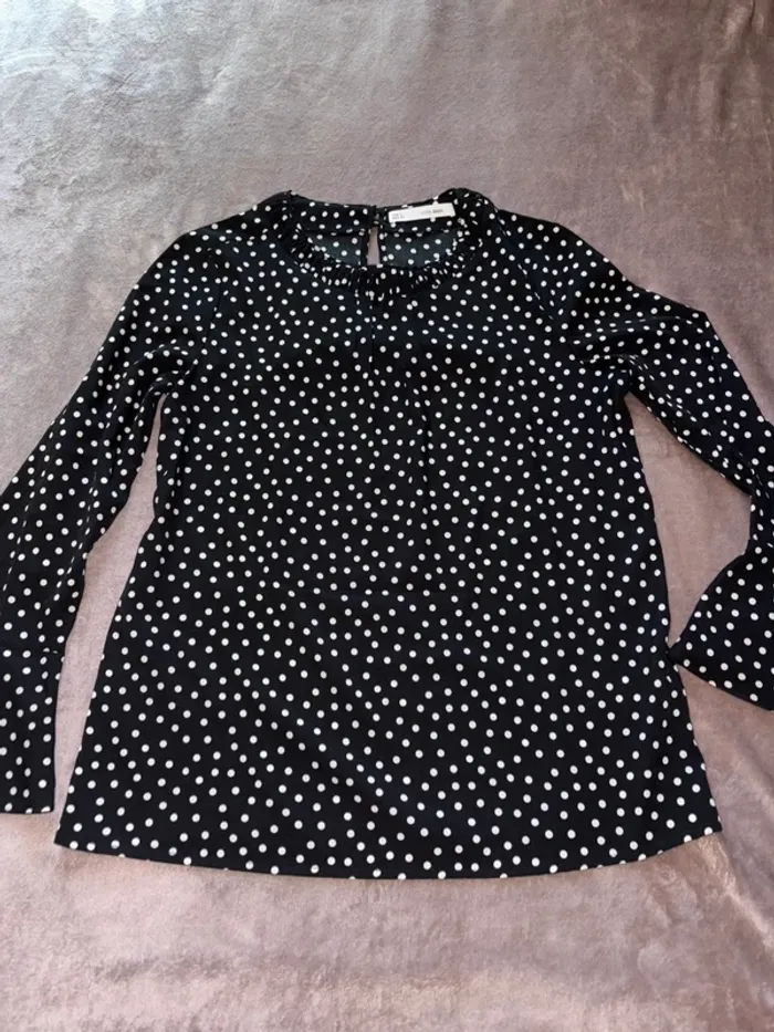 Blouse noir à pois blancs Sfera femme taille S en très bon état - photo numéro 7