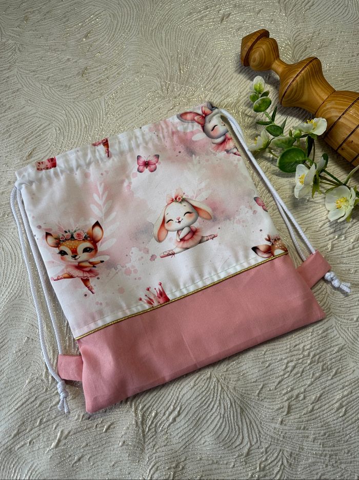 Sac à dos pochon coulissant biche rose - photo numéro 5