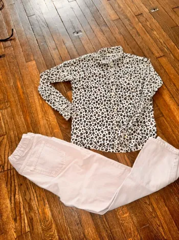 Chemise Monoprix et jeans Zara lila 14 ans