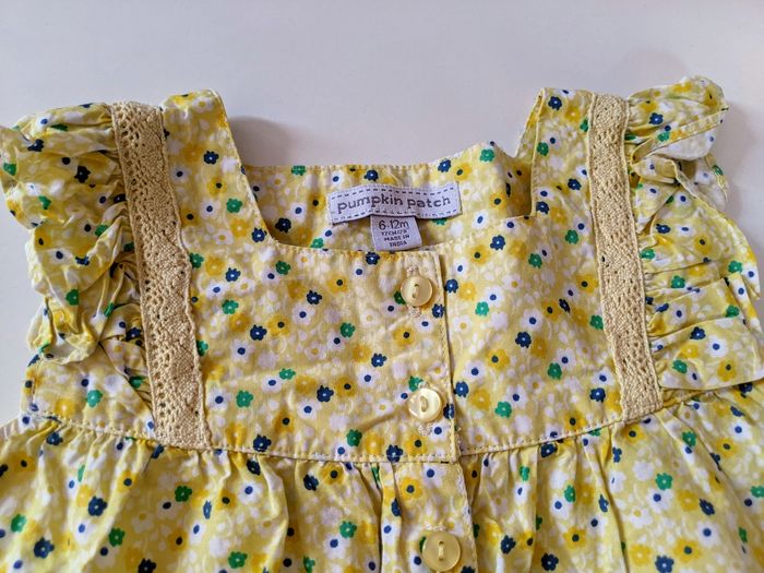 Blouse tunique chemisier fleurs jaune 6-12 mois 74 cm neuf - photo numéro 2