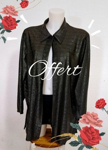 🎁 Chemisier noir doré pour femme taille XL