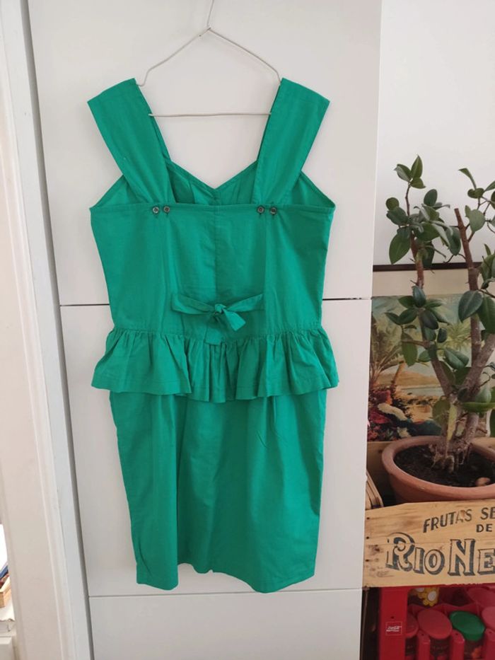 Robe verte en coton à basque - photo numéro 3