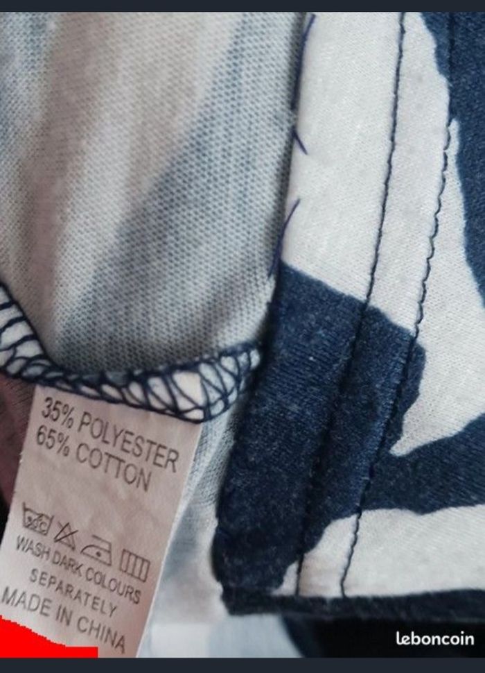 Robe à fleurs, évasée, blanc bleu marine - photo numéro 3