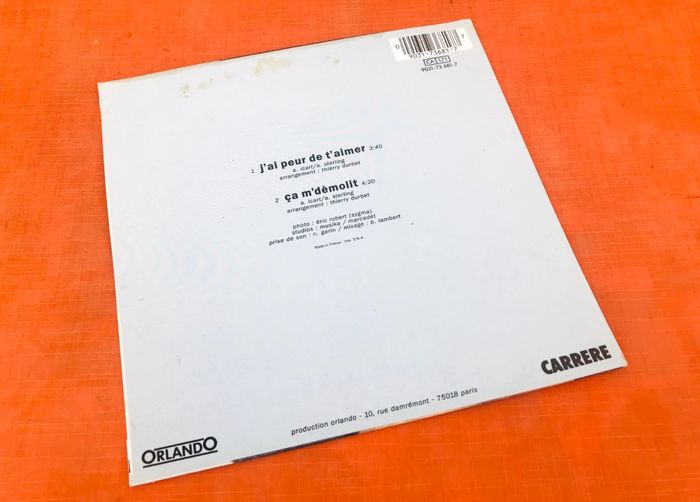 Vinyle 45 tours Alexandre Sterling J' ai peur de t' aimer (1991) Carrere 9031-736817 - photo numéro 3