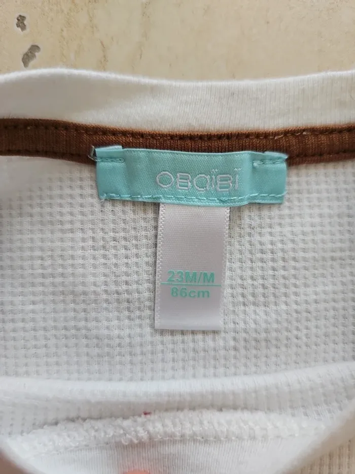 Tee-shirt blanc nid d'abeille - Obaïbi - 23 mois/86 cm - photo numéro 3