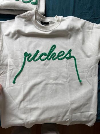 👕 T-shirt Riches Paris Blanc – Logo Corde Vert