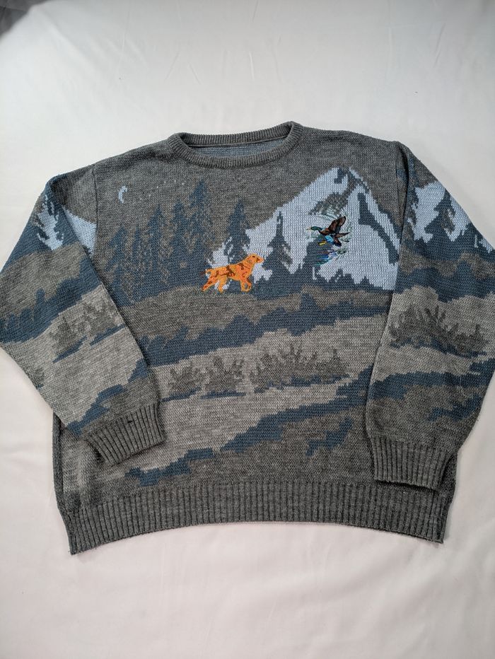 Pull vintage thème chasse taille L