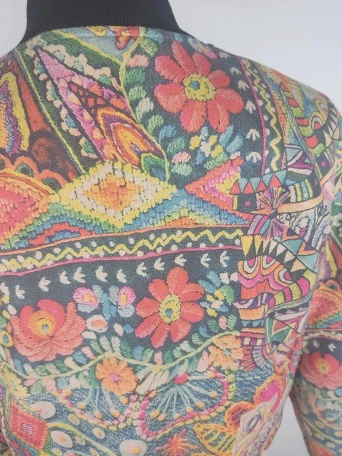 Bomber / veste manches longues suédine motifs fleuris multicolores taille S Madison - photo numéro 8