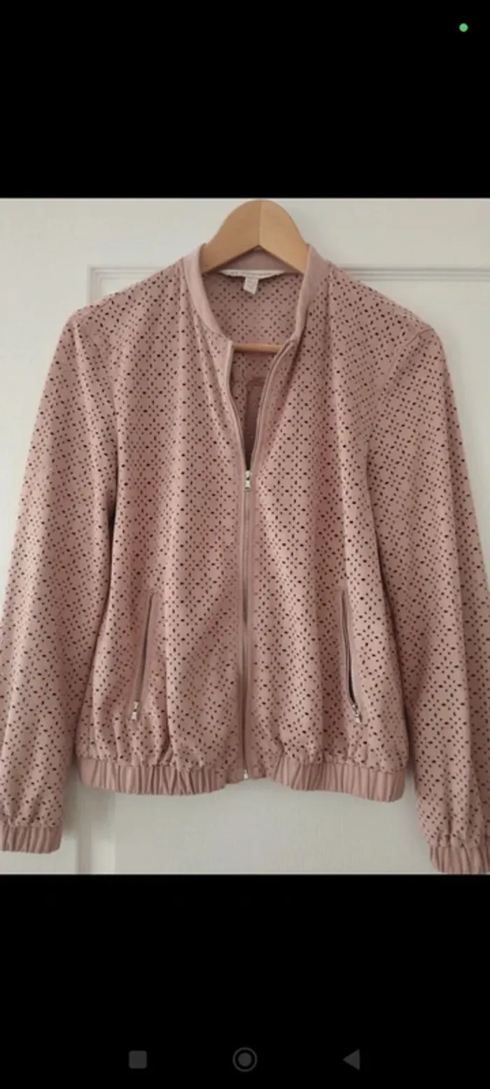 Veste en suédine rose ajourée Zara S