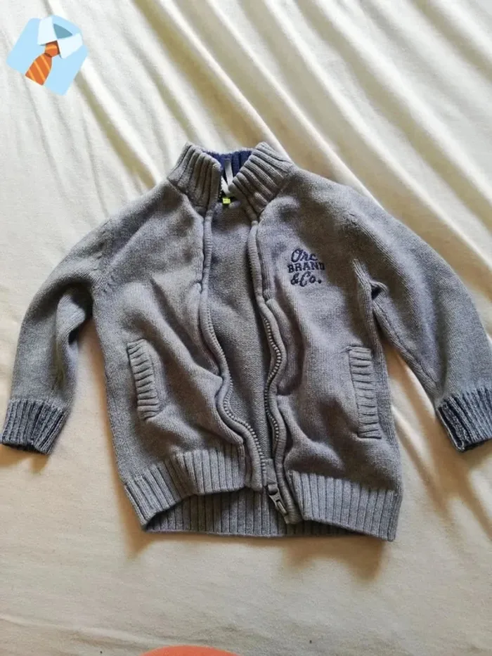 Gilet Gris avec Fermeture Éclair - Marque Orchestra - Taille 3 Ans - photo numéro 2