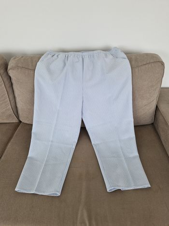 Pantalon blanc rayé bleu Edmée Collection