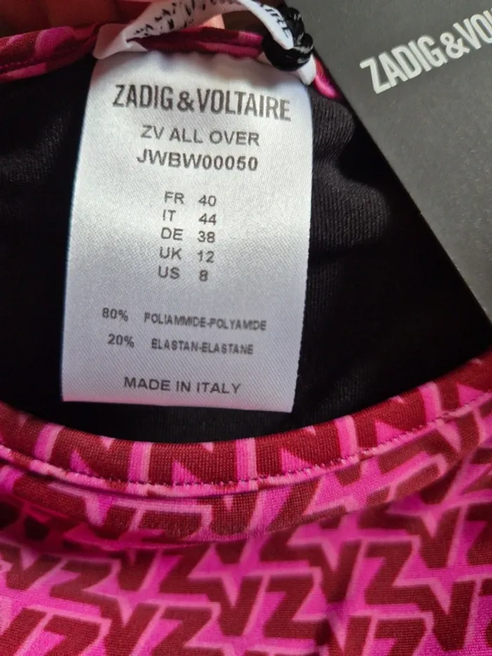 Maillot de bain 2 pièces rose Zadig & Voltaire logo taille L 40 - photo numéro 6