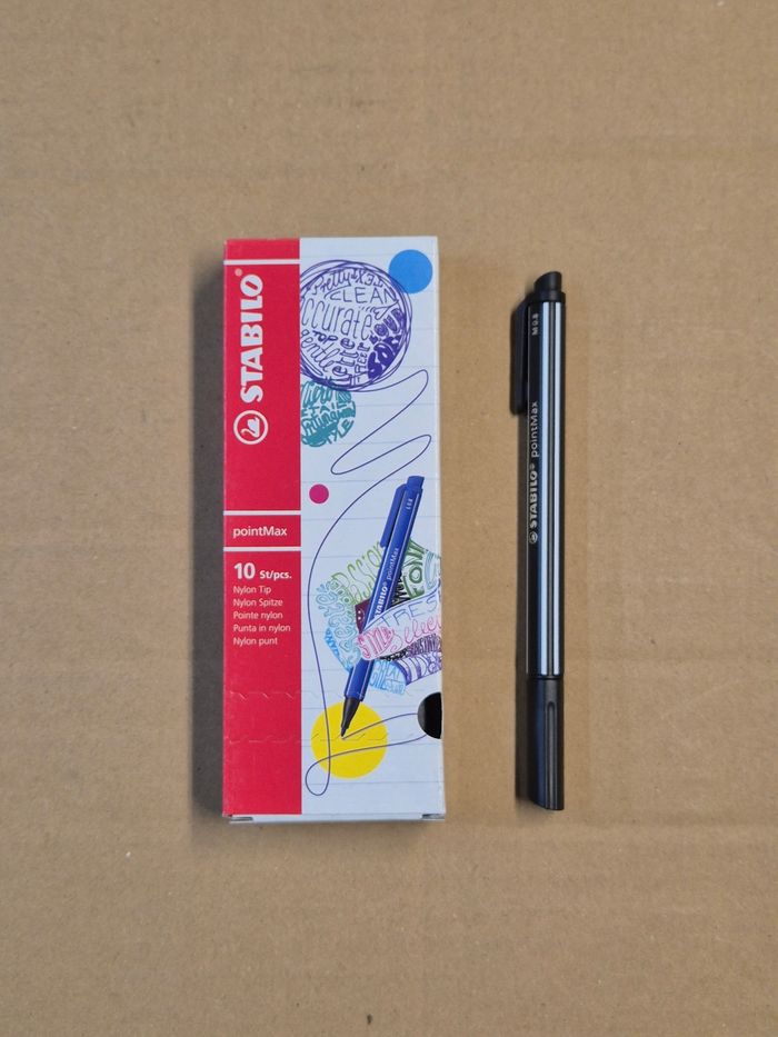 Boîte 10 stylos feutres Stabilo PointMax noirs