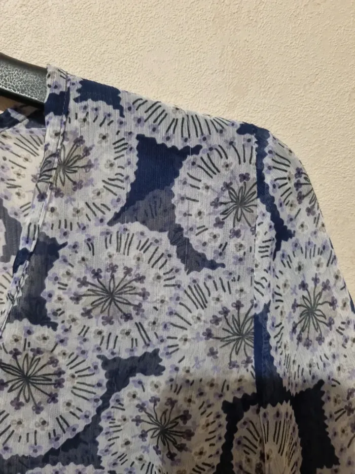 blouse manches 3/4 transparente motif pissenlit renatto bene - photo numéro 6