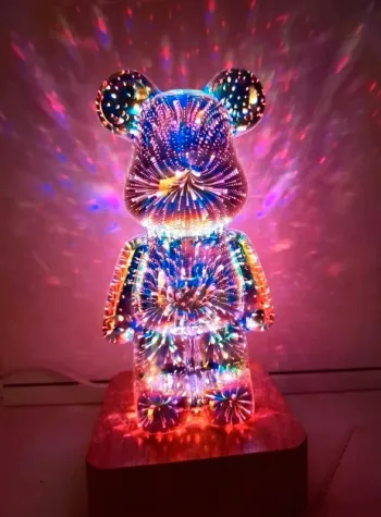 Veilleuse Ours Feu D'Artifice 3D