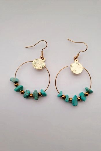 Boucle d'oreille créoles turquoise