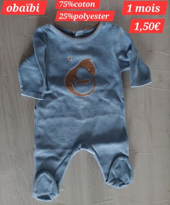 Grenouillère bleu fille 1 mois