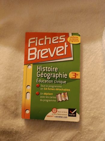 Livre Fiches Brevet Histoire géographie 3eme _ Hatier