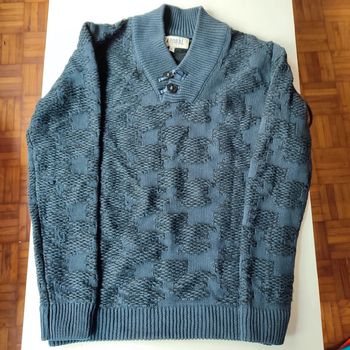 Pull d'hiver gris foncé en maille structurée, 62 % coton, taille 16 ans ou S, Kaporal Junior