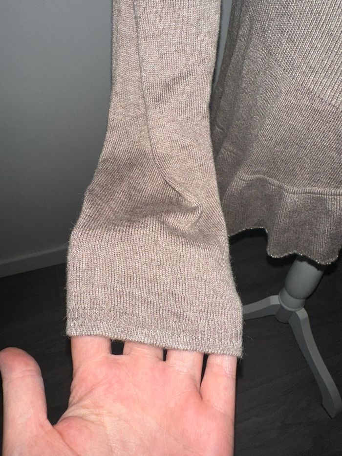 Cardigan en alpaga col cascade et perles beige taupe Your sixth sense T42/44 XL/XXL - photo numéro 6