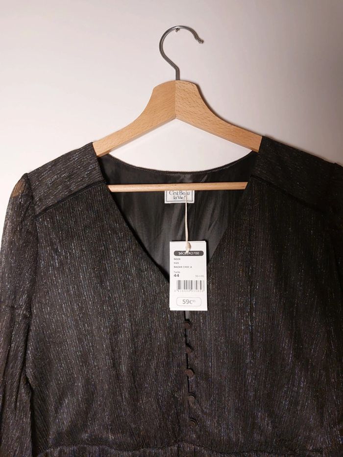 T.44 Robe Neuve soirée etiquette 59,95 eur noire et argentée - photo numéro 17