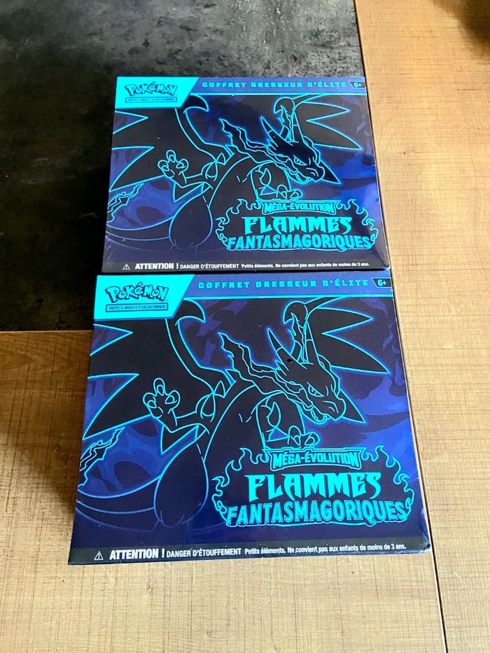 Lot de 2 Pokémon ETB Méga Évolutions ME2 – Flammes Fantasmagoriques