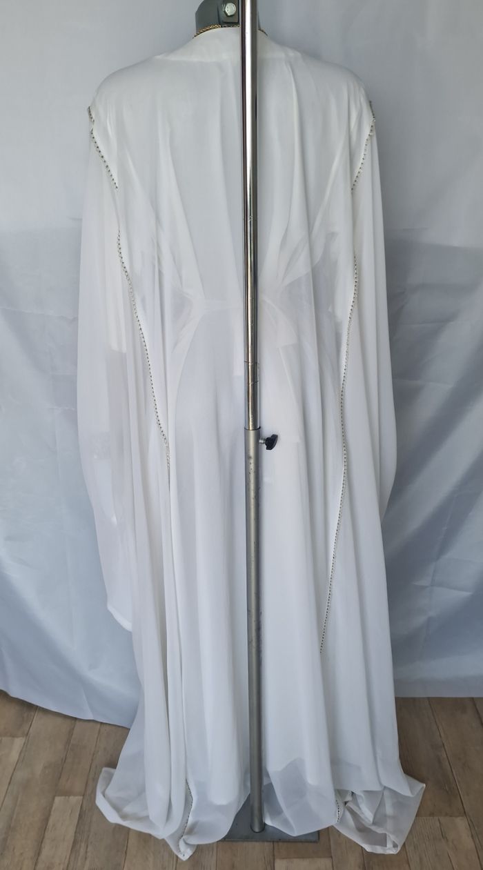 Robe Dubai blanche strass & perles – mariage / cérémonie – taille S M L ajustable - photo numéro 8