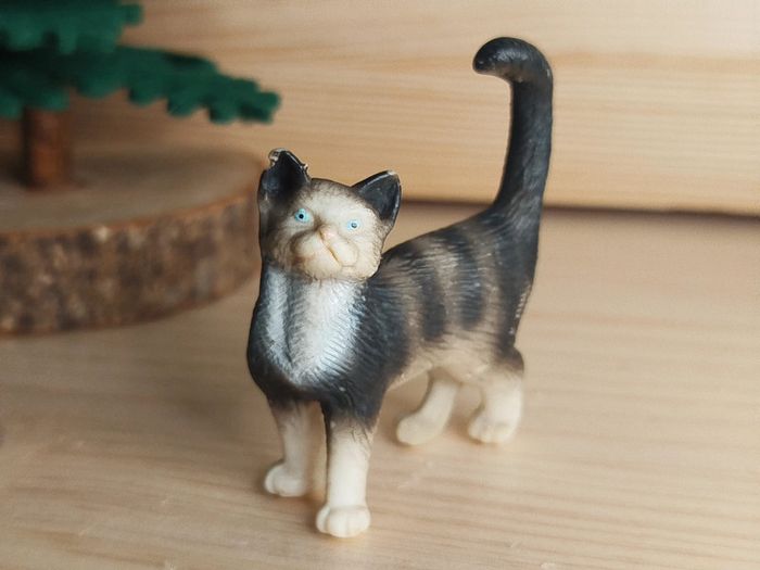 Schleich chat gris et blanc Figurine Animal domestique