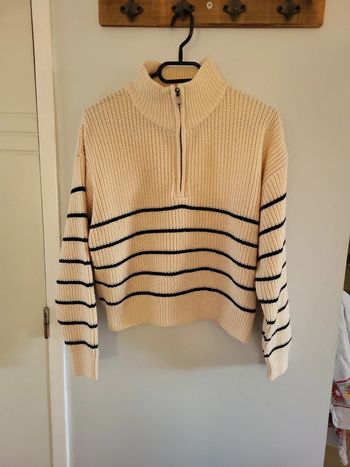 Jennyfer pull camionneur rayé écru noir taille XS 34