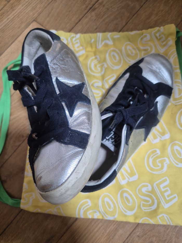 Basket fille golden goose argenté bleu marine 33