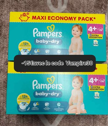 Deux carton de couches Pampers maxi économique taille 4 plus