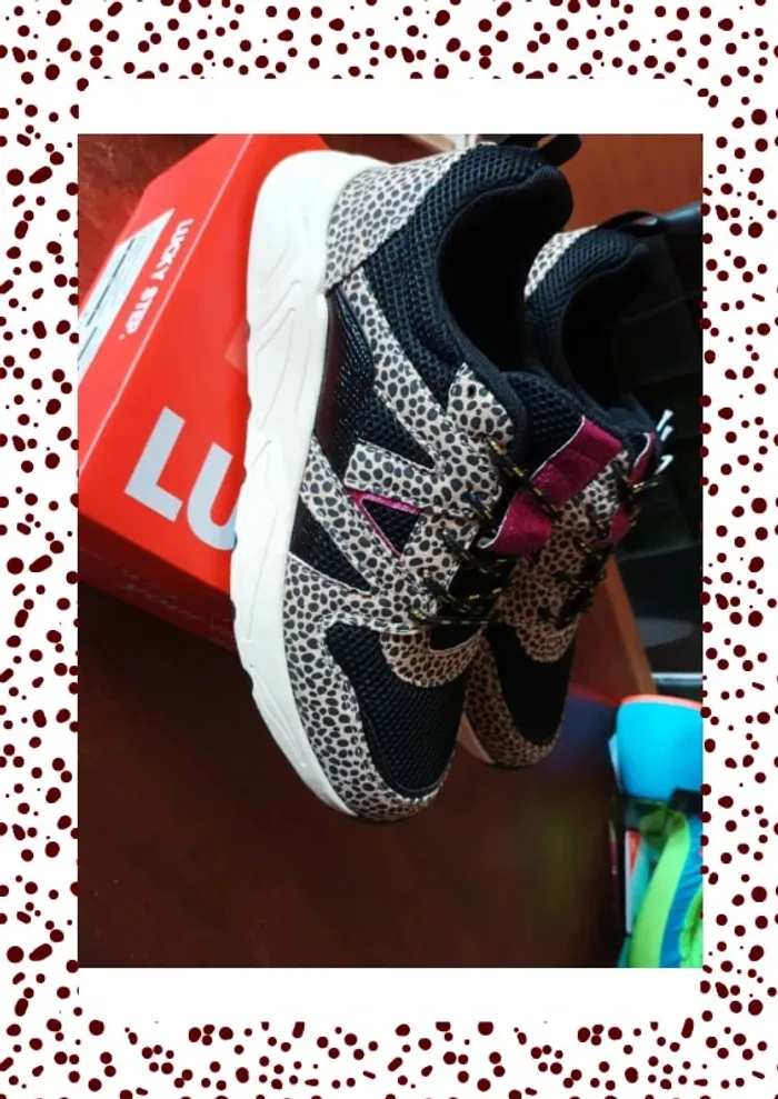 Basket femme neuve, noire plus motif léopard et rose paillettes - photo numéro 7